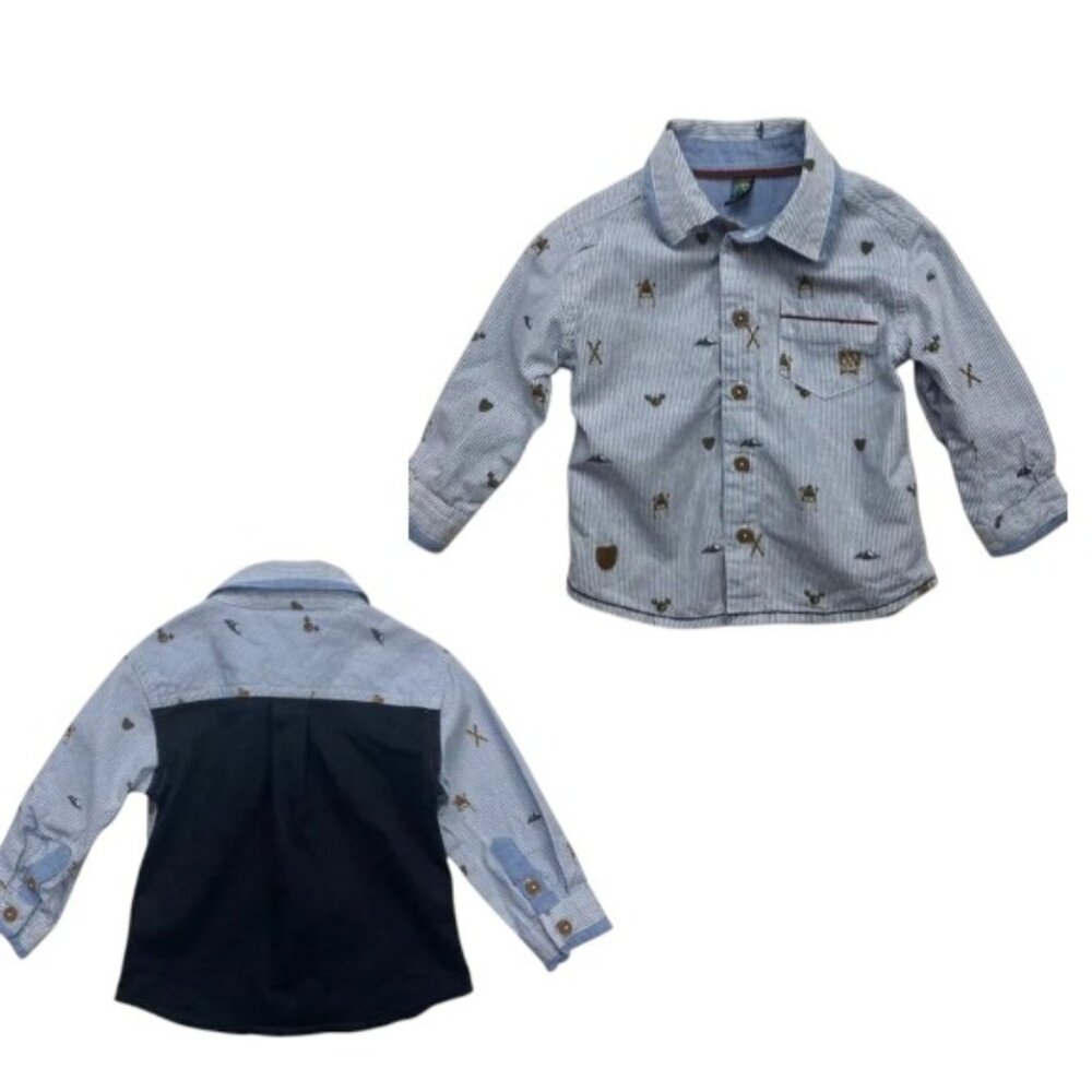 Nano Stripe Ski Mountain Button-Down Shirt size 9 Months